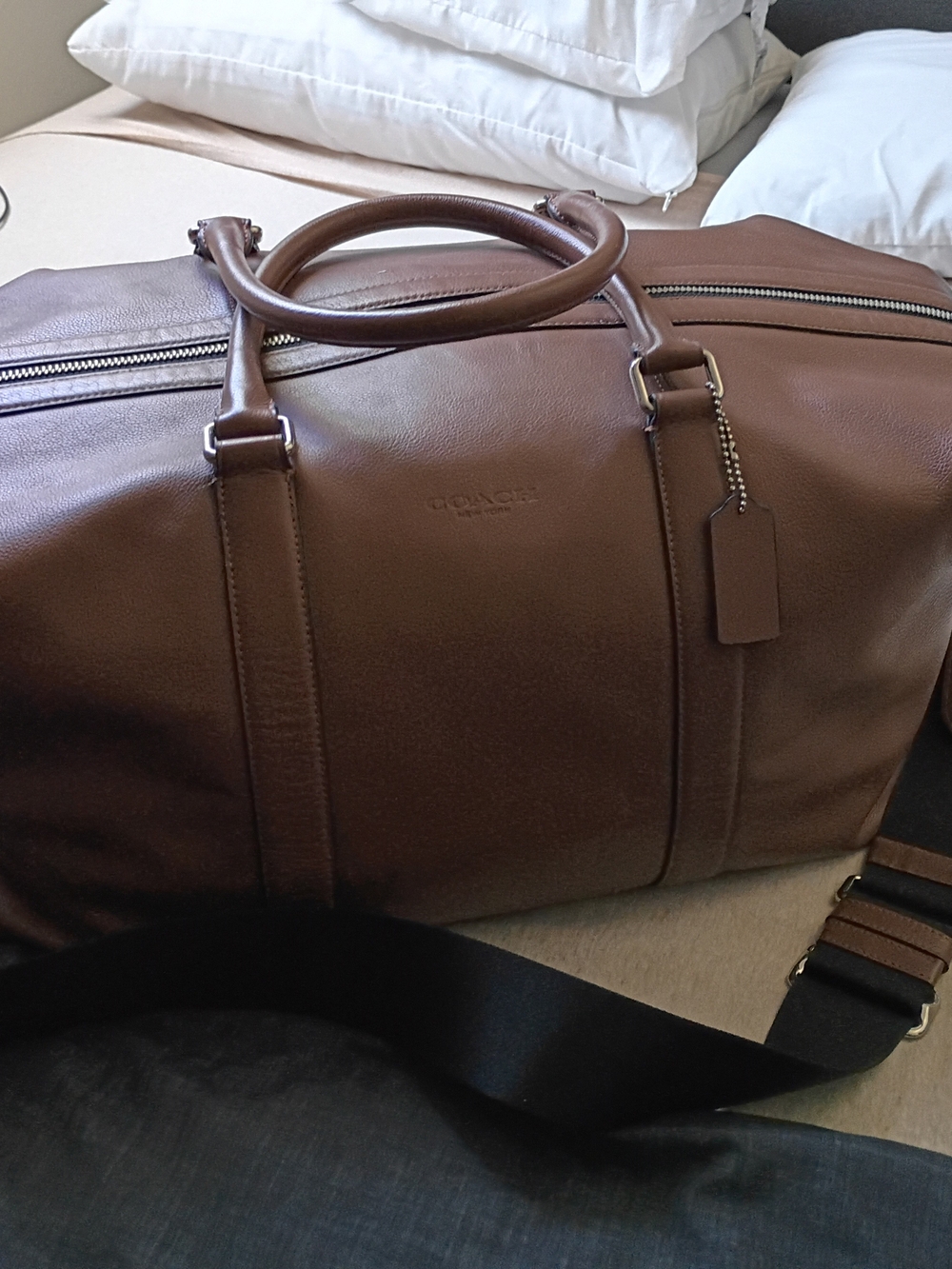 Coach Brown Leather Men's Duffel with Detachable Strap